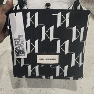 Karl Lagerfeld Black & White Monogram Belt Bag
